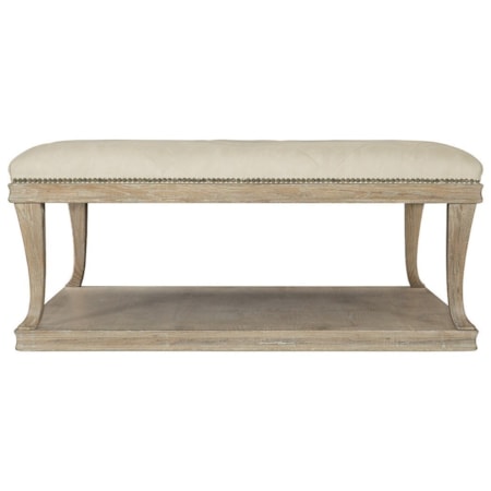Rustic Upholstered Cocktail Table with Concealed Casters