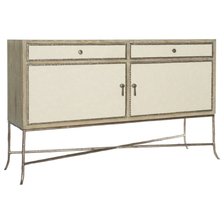 Rustic Buffet with Performance Fabric Wrap and Nailhead Trim