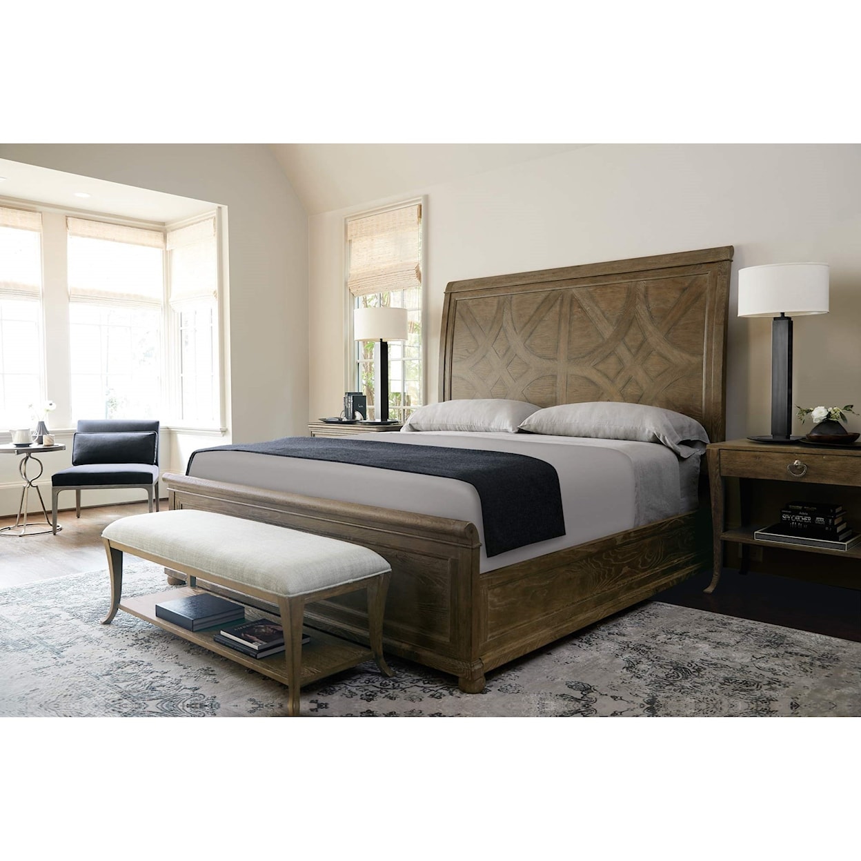 Bernhardt Rustic Patina King Sleigh Bed