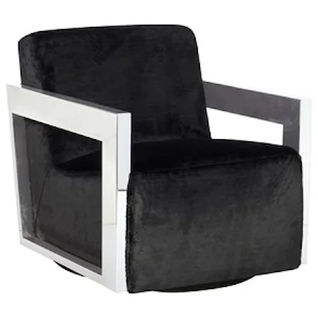 Contemporary Swivel Chair with Metal Arms