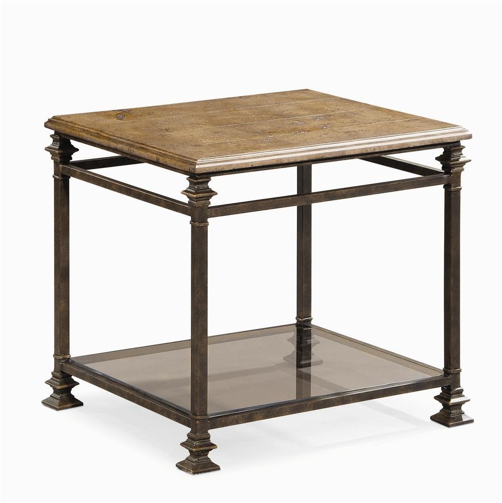 Bernhardt Scottsdale 634248163 End Table with Tumbled Travertine Stone