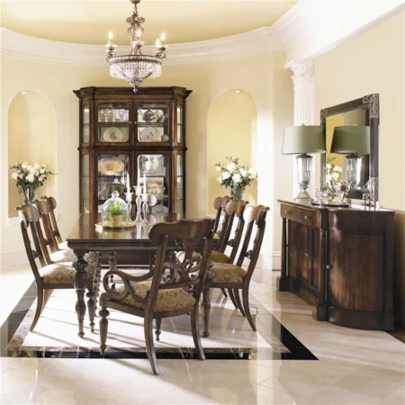 Continental Rectangular Dining Table and 6 Side Chairs and 2 Arm Chairs Set