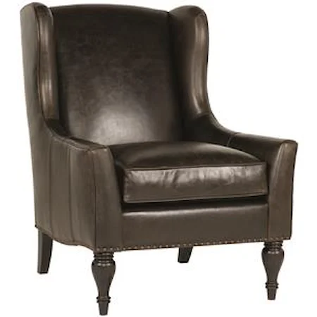 Transitional Upholstered Chair with Nailhead Accent and Exposed Wooden Legs