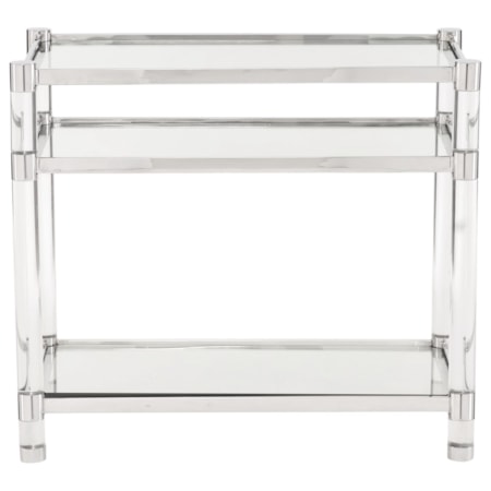 Contemporary Accent Table with Glass Shelves and Acrylic Legs