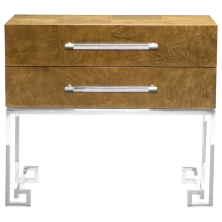 Contemporary 2-Drawer Nightstand with Greek Key Design