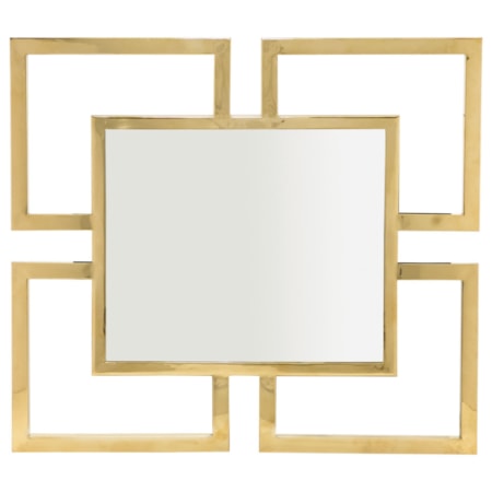 Contemporary Metal Mirror with Greek Key Design