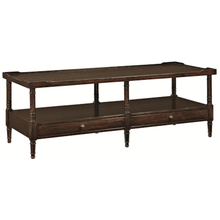 2 Drawer Rectangular Cocktail Table with Gallery Top