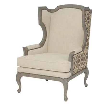 Transitional Upholstered Chair with Attached Pillow Back and Cabriole Feet