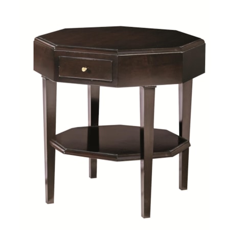Octagon Accent Table with Drawer and Shelf