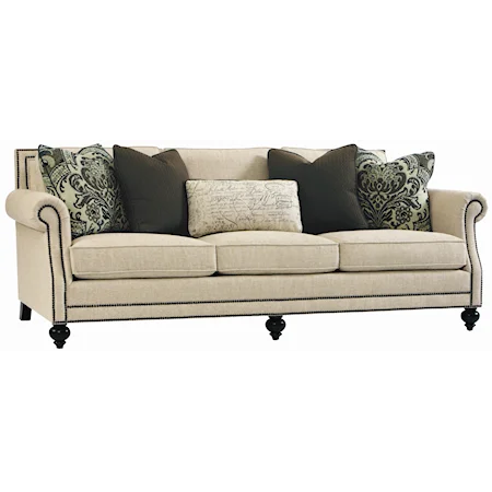 Brae Sofa with Rolled Arms and Bun Turned Feet