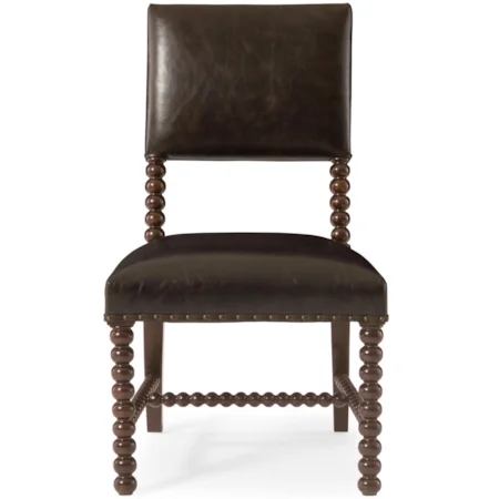 <b>Customizable</b> Upholstered Side Chair with Spindle-Styled Exposed Wood