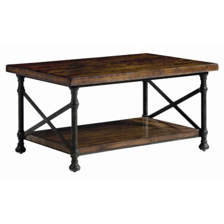Rectangular Cocktail Table with Metal Base