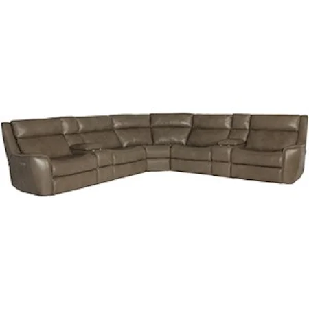 Casual Power Reclining Sectional Sofa with Power Tilt Headrests and USB Charging Ports