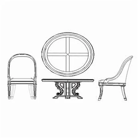 (7) Piece Round Pedestal Table & Upholstered Side Chair Set