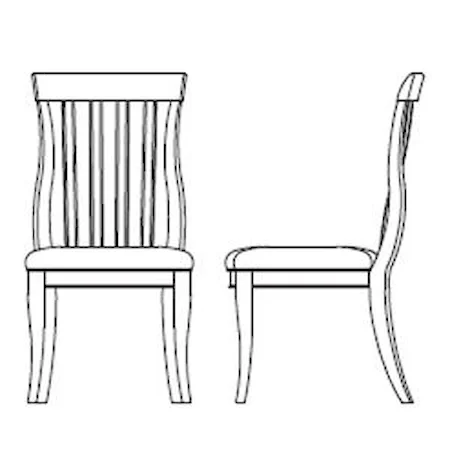 Contemporary Slat Back Dining Side Chair With Cream Leather Seat