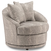 Contemporary Barrel Back Swivel Chair with 2 Toss Pillows