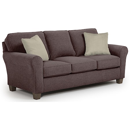 Customizable Transitional Sofa with Rolled arms and Tapered Block Legs