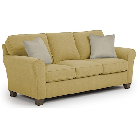 Customizable Transitional Sofa with Rolled arms and Tapered Block Legs