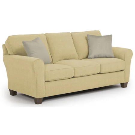 Customizable Transitional Sofa with Rolled arms and Tapered Block Legs
