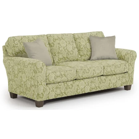 Customizable Transitional Sofa with Rolled arms and Tapered Block Legs