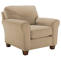 Customizable Transitional Chair with Rolled Arms and Tapered Leg