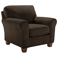 Customizable Transitional Chair with Rolled Arms and Tapered Leg