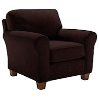 Customizable Transitional Chair with Rolled Arms and Tapered Leg