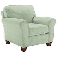 Customizable Transitional Chair with Rolled Arms and Tapered Leg