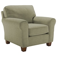 Customizable Transitional Chair with Rolled Arms and Tapered Leg