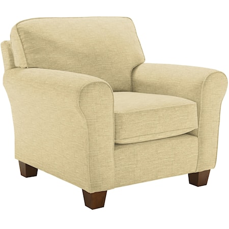 Customizable Transitional Chair with Rolled Arms and Tapered Leg