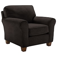 Customizable Transitional Chair with Rolled Arms and Tapered Leg