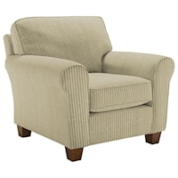 Customizable Transitional Chair with Rolled Arms and Tapered Leg
