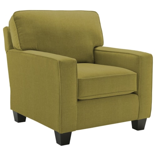 Customizable Contemporary Chair with Track Arms and Tapered Legs
