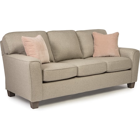 Customizable Transitional Sofa with Beveled Arms and Tapered Legs