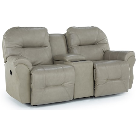 Transitional Reclining Love Seat with Cupholder Console