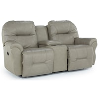 Transitional Reclining Love Seat with Cupholder Console