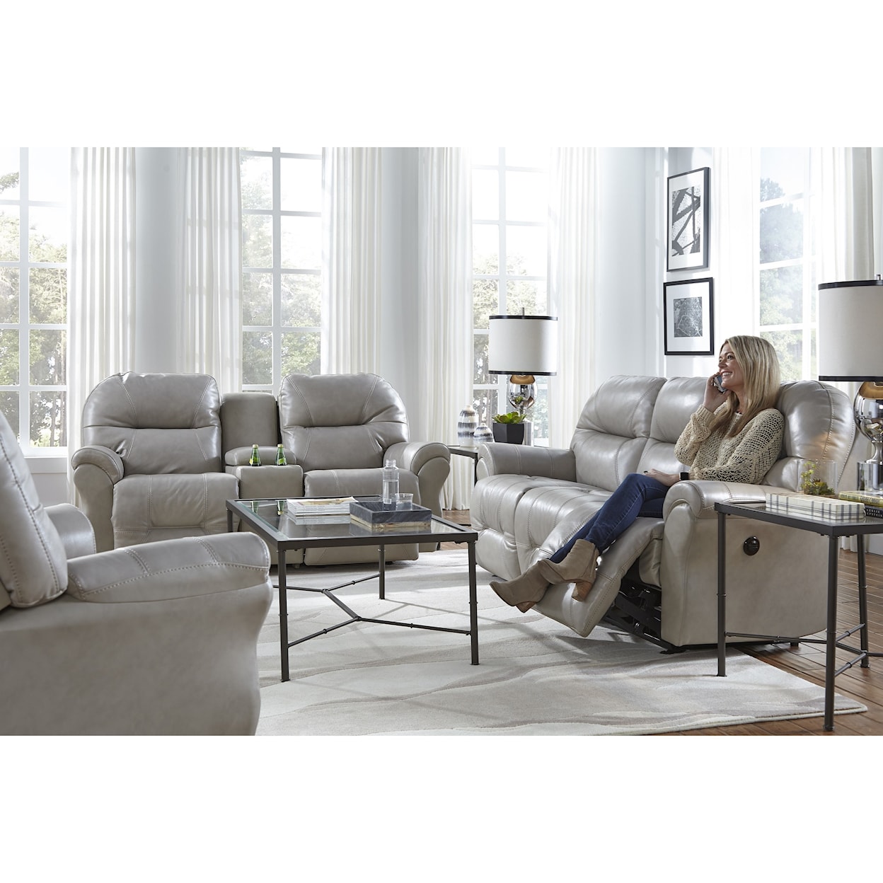 Best Home Furnishings Bodie Power Rocking Reclining Loveseat w/ Console