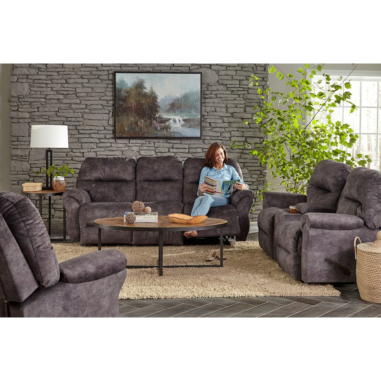 Best Home Furnishings Bodie Power Rocking Reclining Loveseat w/ Console