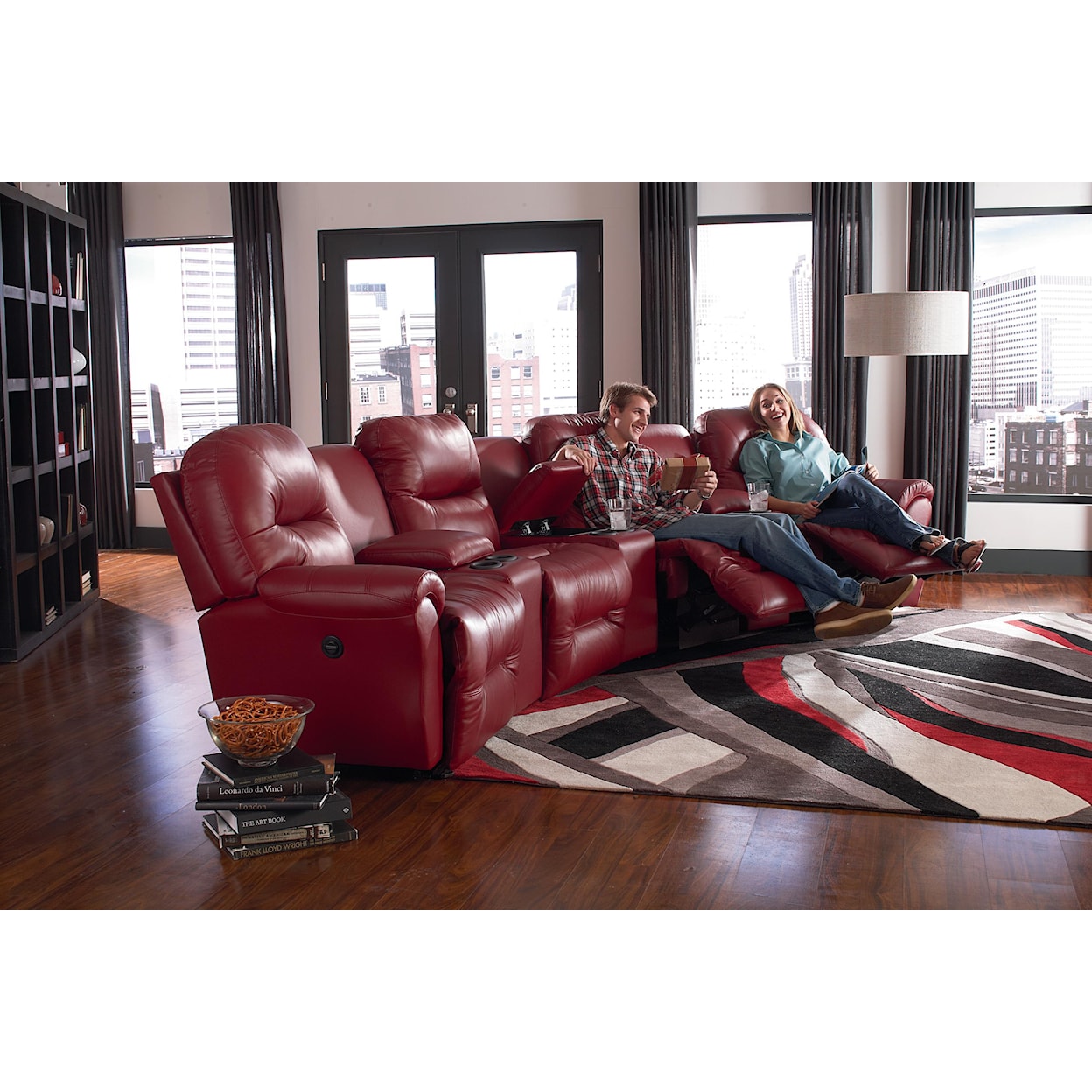 Best Home Furnishings Bodie 4-Seater Power Reclining Home Theater Group