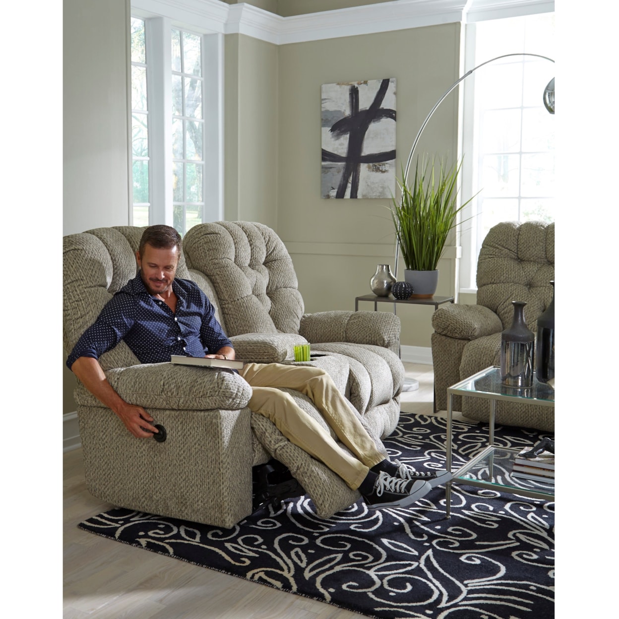 Best Home Furnishings Bolt Power Rocker Console Loveseat