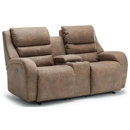 Modern Power Space Saver Reclining Console Loveseat with Power Tilt Headrests and USB Charging Ports