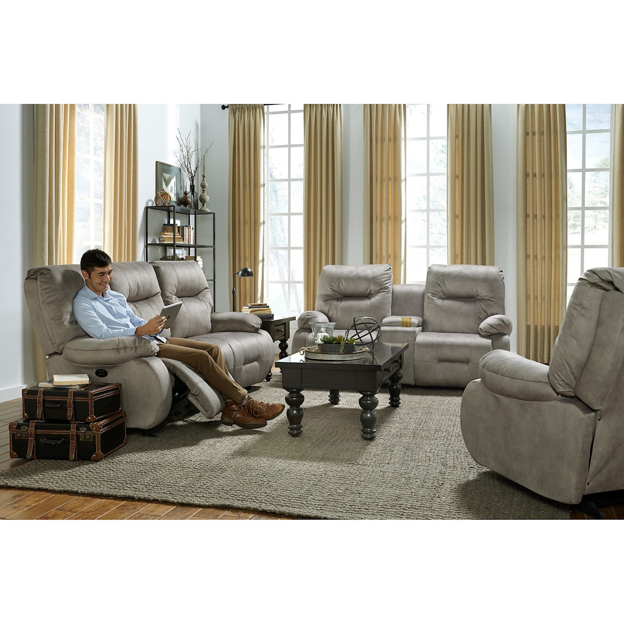 Best Home Furnishings Brinley 2 Space Saver Console Loveseat