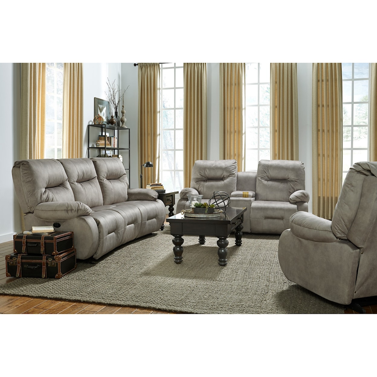 Best Home Furnishings Brinley 2 Rocker Recliner Console Loveseat