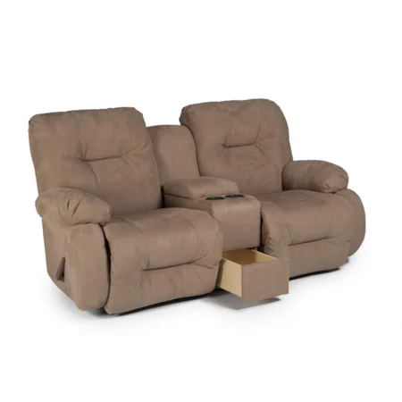 Power Rocking Reclining Console Loveseat with Extra Storage Drawer