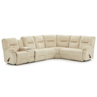 Casual Reclining Sectional Sofa with Storage Console and Cupholders