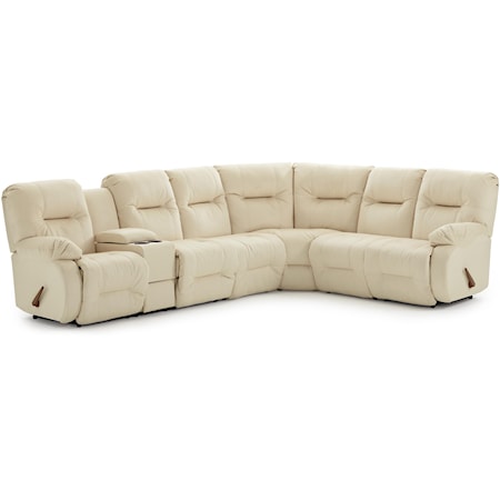 Casual Power Reclining Sectional Sofa with Storage Console and Cupholders