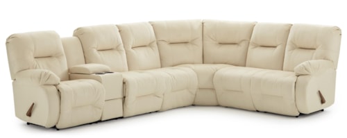 Casual Power Reclining Sectional Sofa with Storage Console and Cupholders