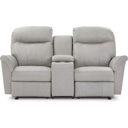 Casual Power Reclining Space Saver Loveseat with Cupholder Storage Console