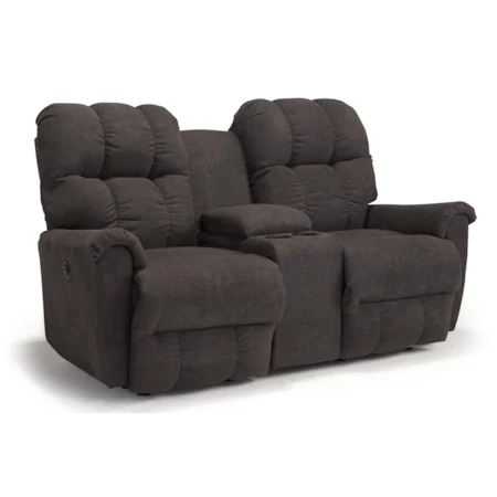 Casual Power Space Saver Reclining Loveseat with Storage Console