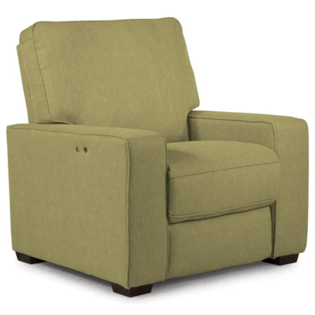Contemporary Power Space Saver Recliner with Exposed Wood Legs